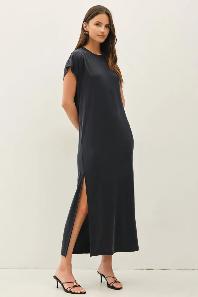 Vintage Black Boxy Side Slit Maxi Dress sold by Pinkblush product image thumbnail 2