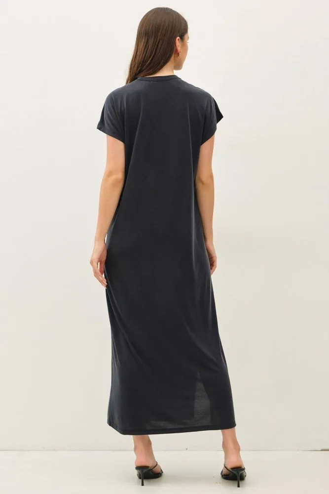 Vintage Black Boxy Side Slit Maxi Dress sold by Pinkblush product image thumbnail 3
