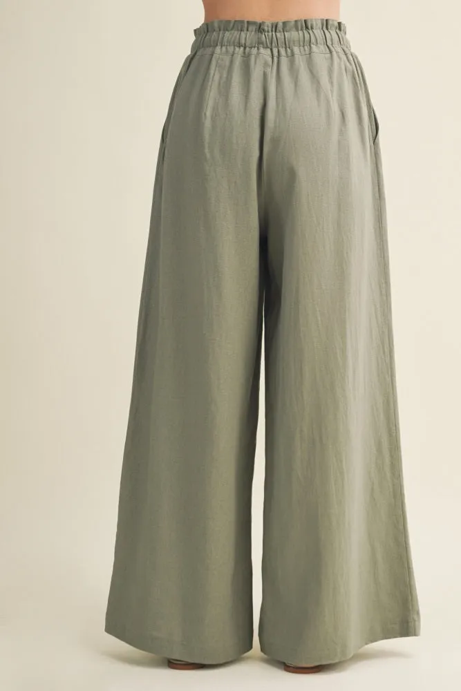 Dried Basil Linen Wide Leg Pants sold by Pinkblush product image thumbnail 4