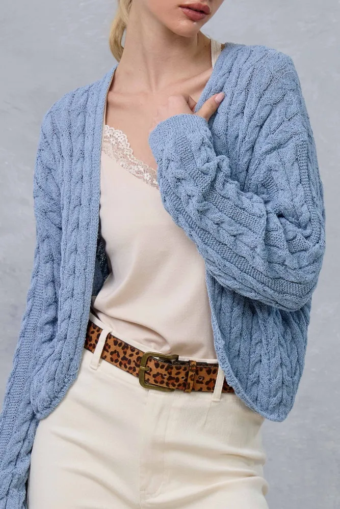 Blue Dolman Sleeve Boho Cable Knit Cardigan sold by Pinkblush product image thumbnail 3