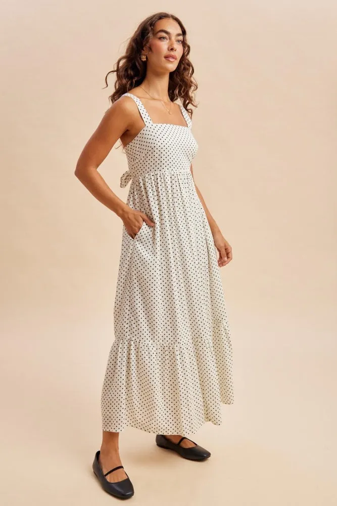 White Polka Dot Back Bow Maxi Dress sold by Pinkblush product image thumbnail 3