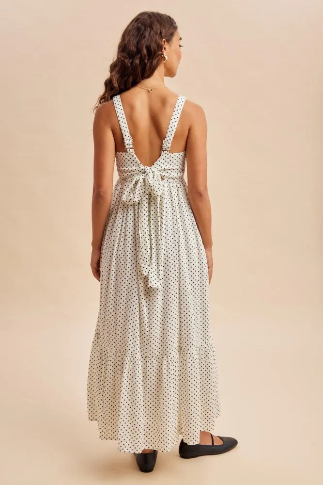 White Polka Dot Back Bow Maxi Dress sold by Pinkblush product image thumbnail 4