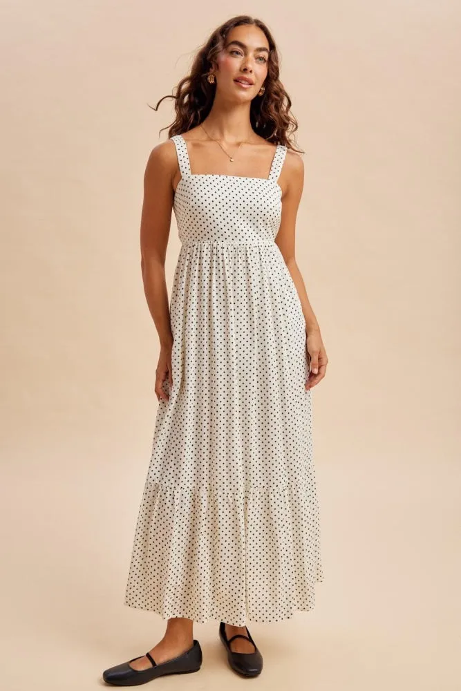 White Polka Dot Back Bow Maxi Dress sold by Pinkblush product image thumbnail 2