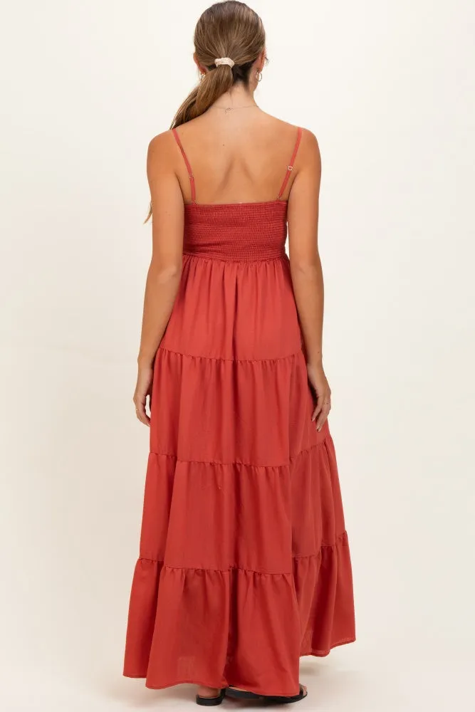 Bronze Sleeveless Tiered Maternity Maxi Dress sold by Pinkblush product image thumbnail 3