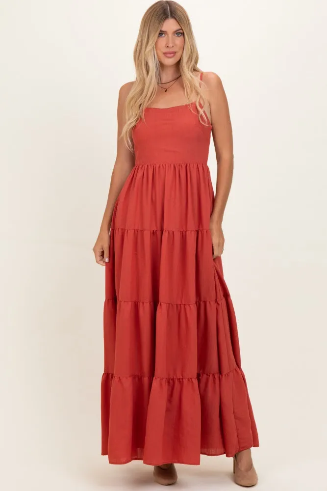 Bronze Sleeveless Tiered Maternity Maxi Dress sold by Pinkblush product image thumbnail 4