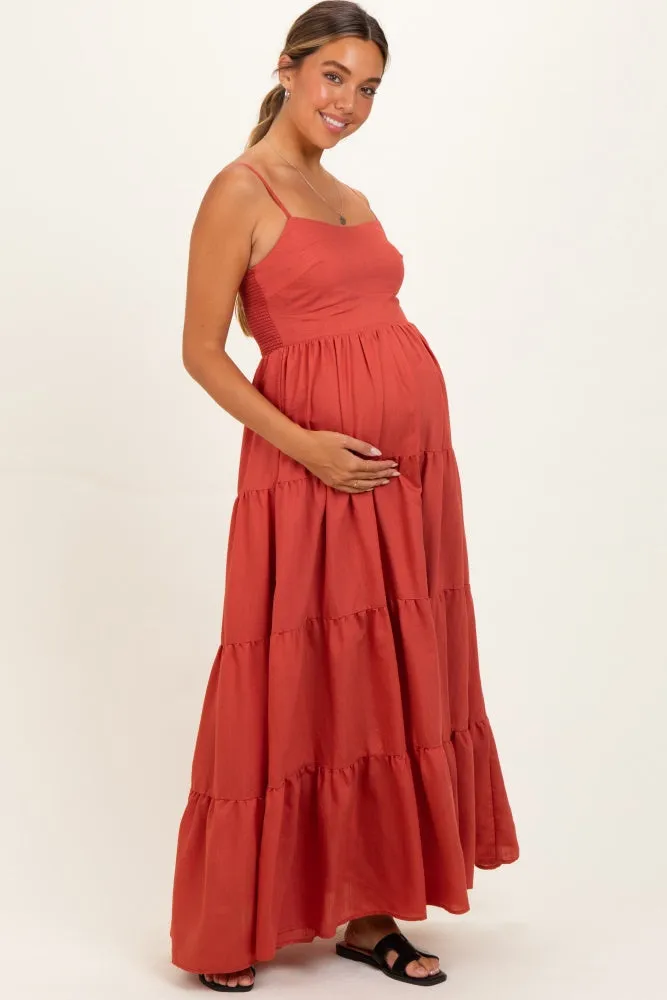 Bronze Sleeveless Tiered Maternity Maxi Dress sold by Pinkblush product image thumbnail 2