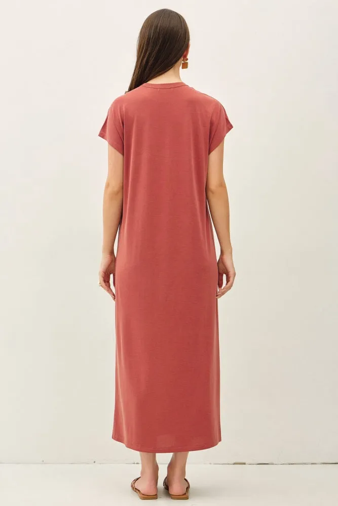 Brick Boxy Side Slit Maxi Dress sold by Pinkblush product image thumbnail 3