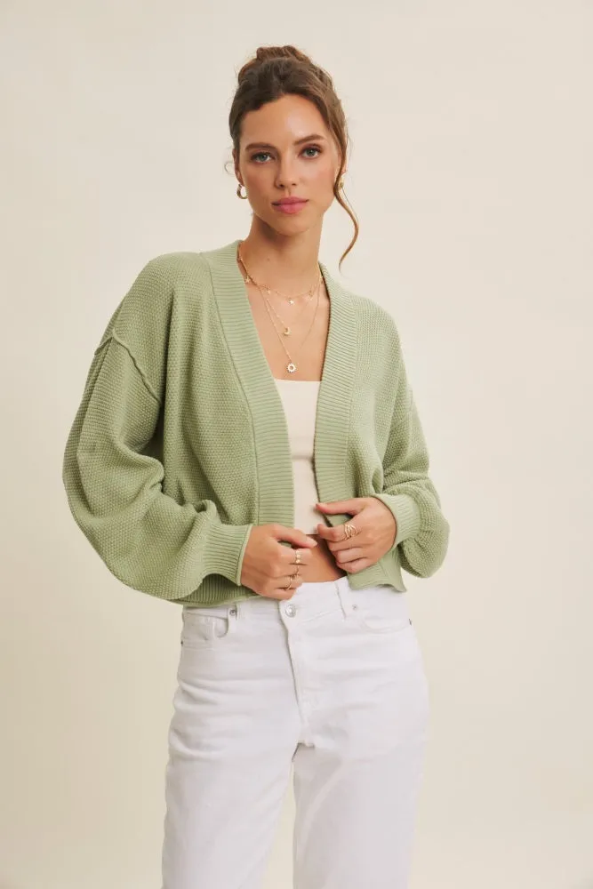 Pistachio Waffle Knit Balloon Sleeve Maternity Cardigan sold by Pinkblush product image thumbnail 5