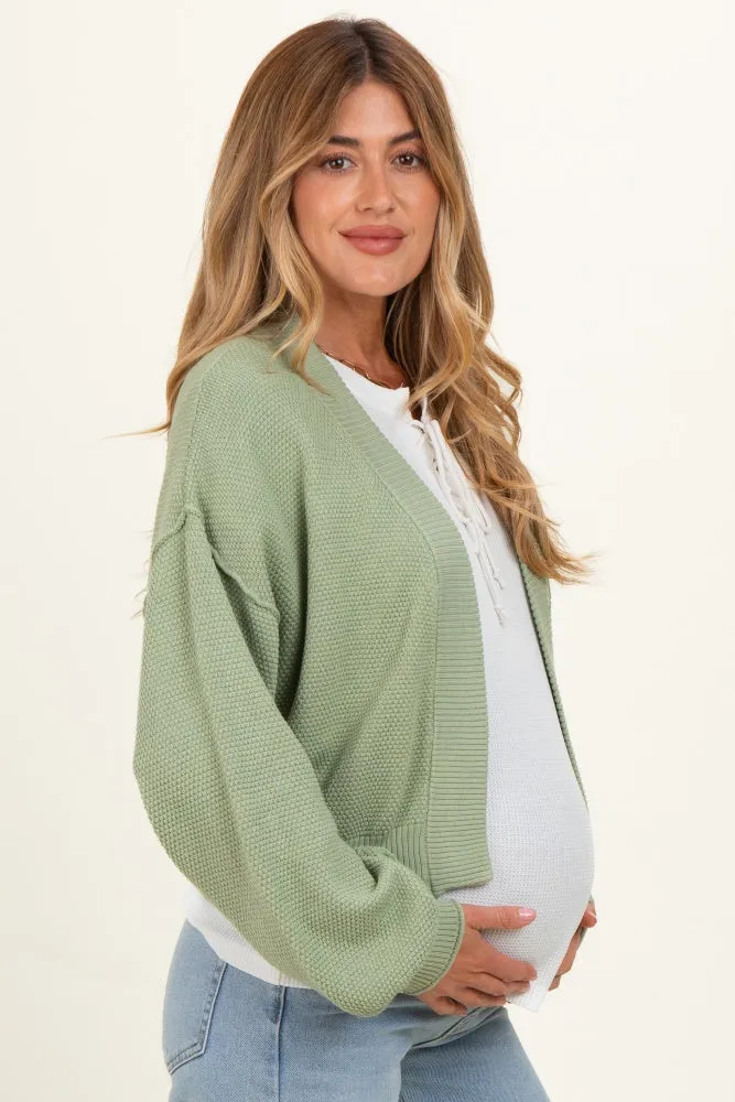 Pistachio Waffle Knit Balloon Sleeve Maternity Cardigan sold by Pinkblush product image thumbnail 3