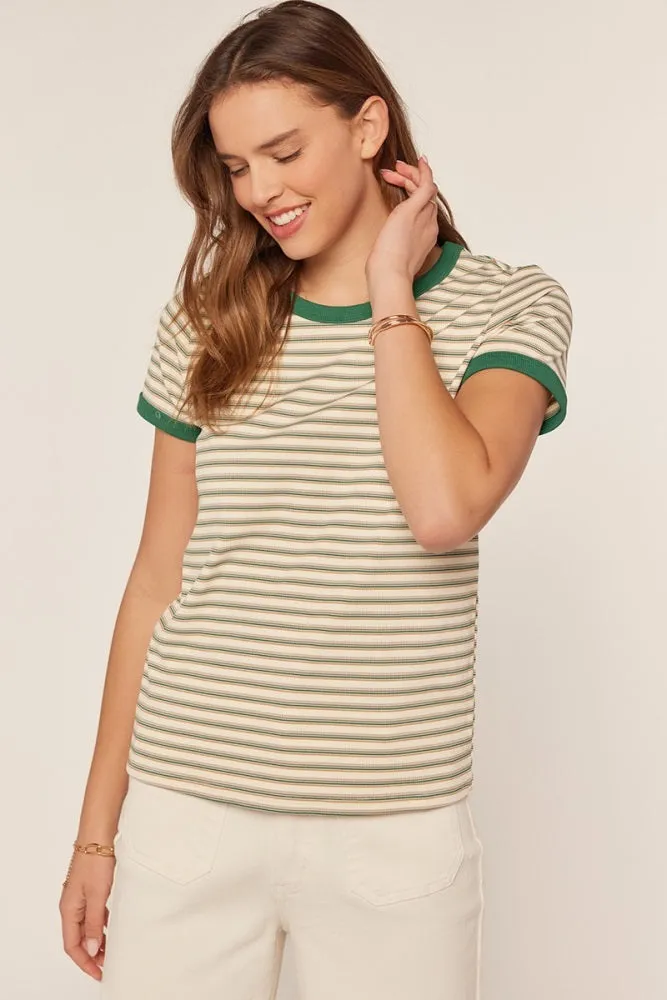 Green Striped Ribbed Knit Maternity T-Shirt sold by Pinkblush product image thumbnail 5