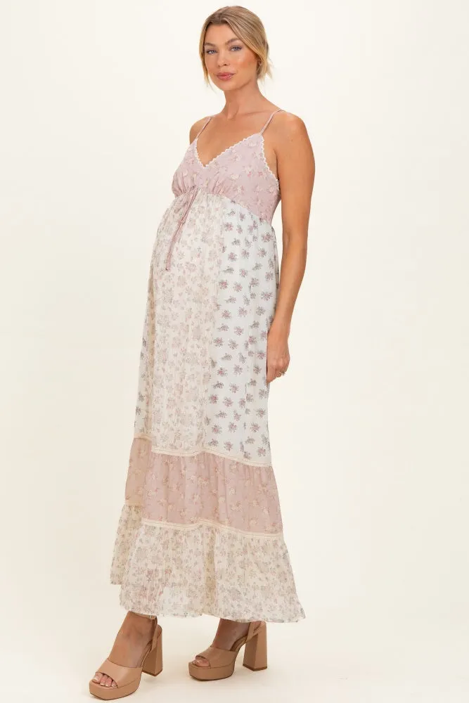 Vintage Pink Mixed Floral Maternity Maxi Dress sold by Pinkblush product image thumbnail 2