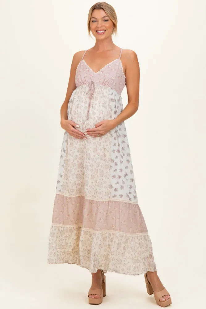 Vintage Pink Mixed Floral Maternity Maxi Dress sold by Pinkblush