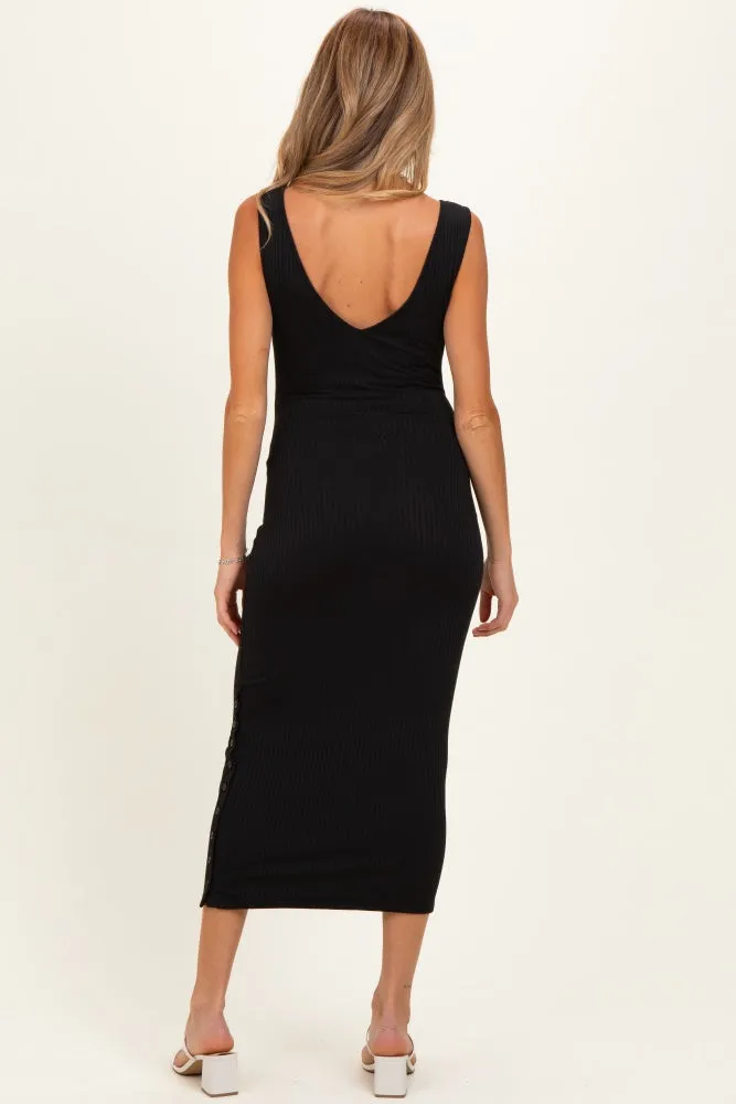Black Notch Neckline Maternity Tank Dress sold by Pinkblush product image thumbnail 3