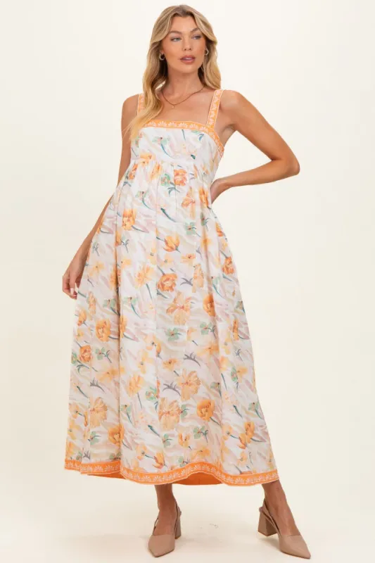 Daffodil Floral Embroidered Maternity Maxi Dress made by Inloom