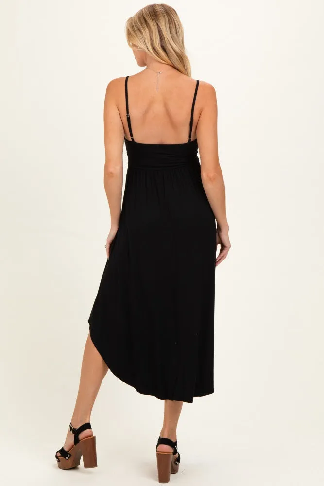 Black Solid V-Neck Cami Maternity Dress sold by Pinkblush product image thumbnail 3