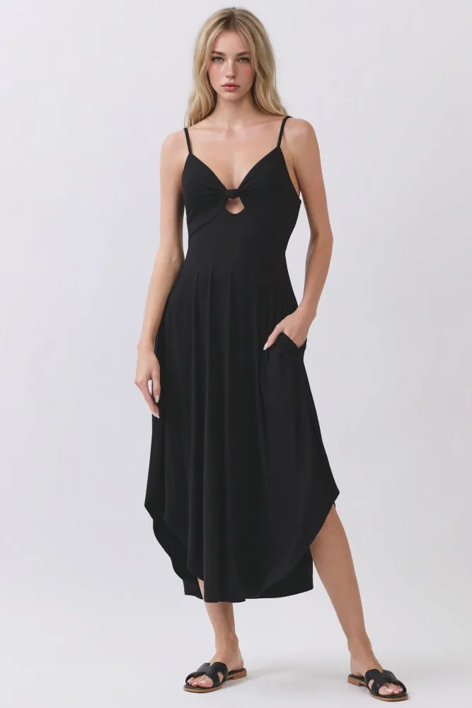 Black Solid V-Neck Cami Maternity Dress sold by Pinkblush product image thumbnail 4
