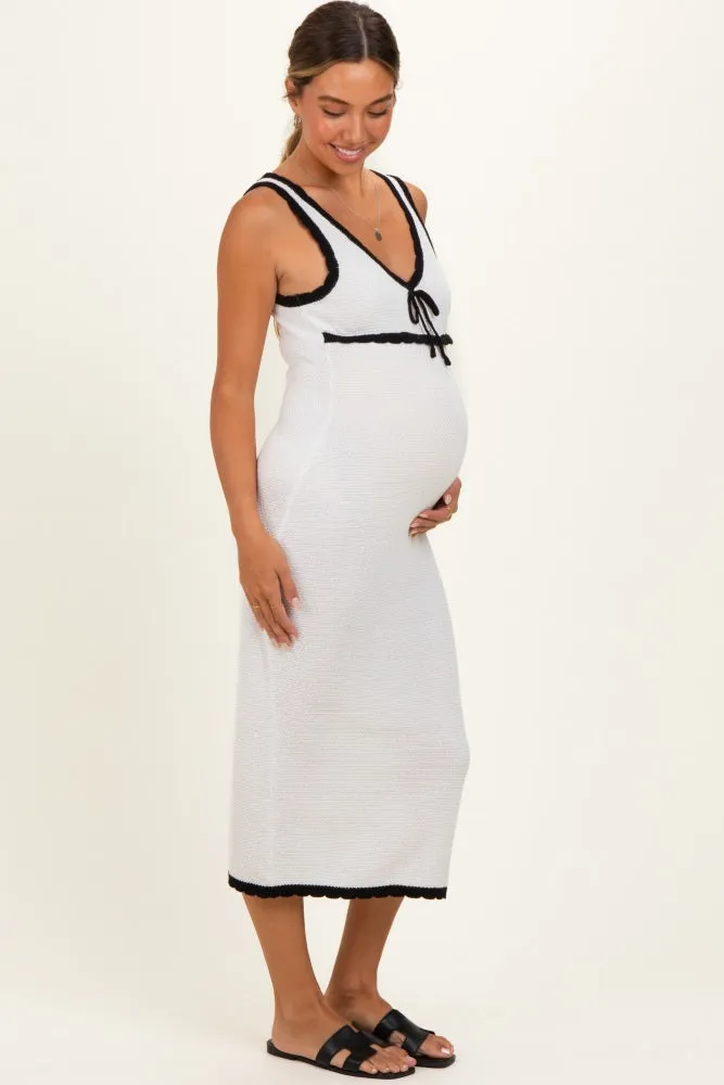Ivory Knit Sleeveless Contrast Trim Maternity Maxi Dress sold by Pinkblush product image thumbnail 2