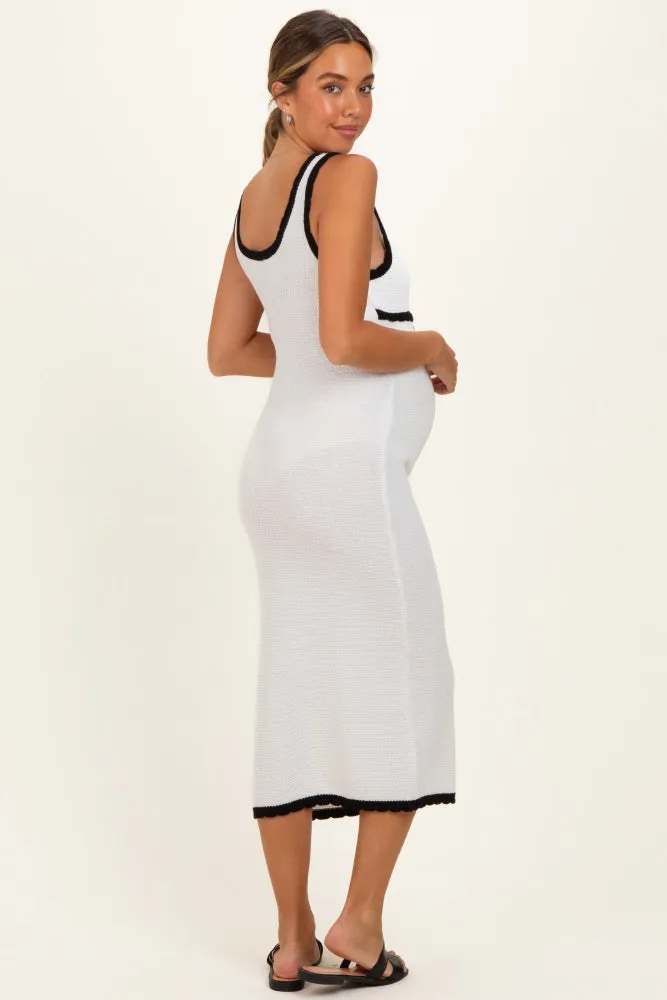 Ivory Knit Sleeveless Contrast Trim Maternity Maxi Dress sold by Pinkblush product image thumbnail 3