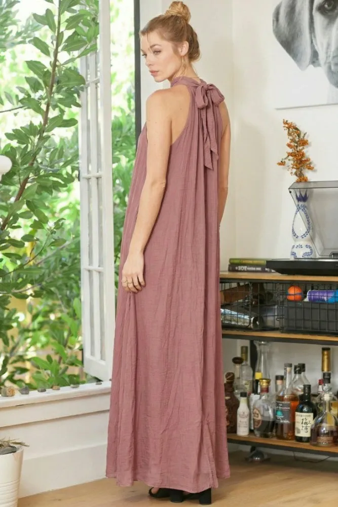 Mauve Halter Maxi Dress sold by Pinkblush product image thumbnail 3
