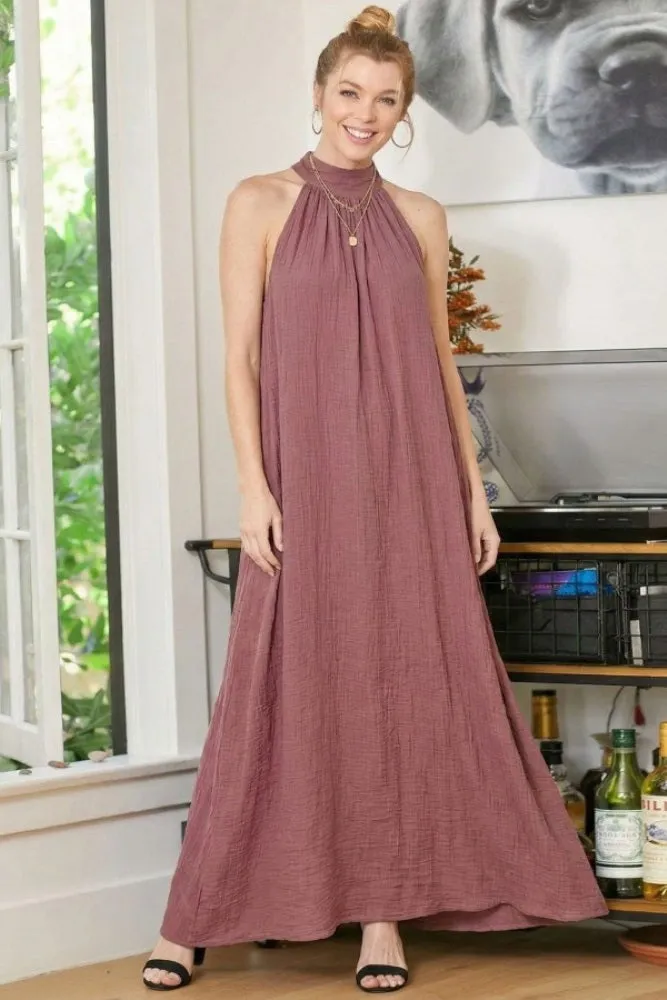 Mauve Halter Maxi Dress sold by Pinkblush product image thumbnail 2