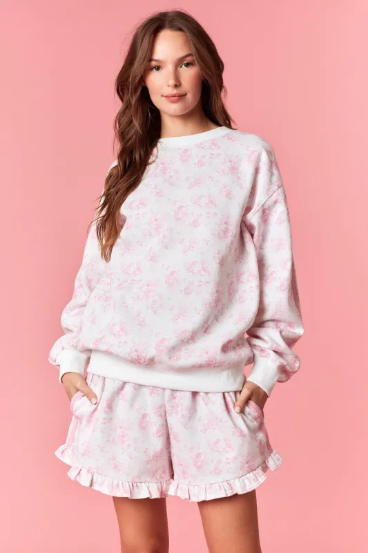 Light Pink Floral French Terry Sweatshirt made by Pinkblush