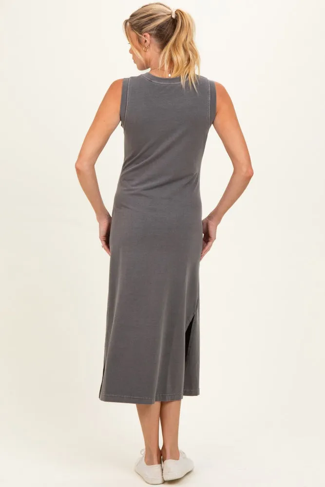 Charcoal Side Slit Maternity Midi Tank Dress sold by Pinkblush product image thumbnail 3