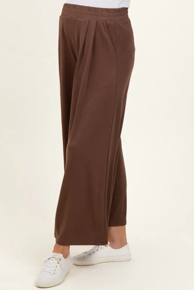 Brown Cropped Wide Leg Maternity Pants sold by Pinkblush product image thumbnail 3