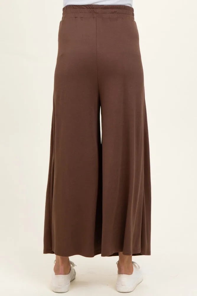 Brown Cropped Wide Leg Maternity Pants sold by Pinkblush product image thumbnail 4