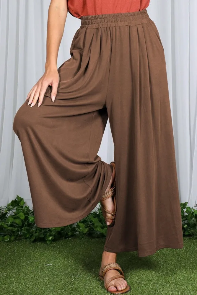 Brown Cropped Wide Leg Maternity Pants sold by Pinkblush product image thumbnail 5