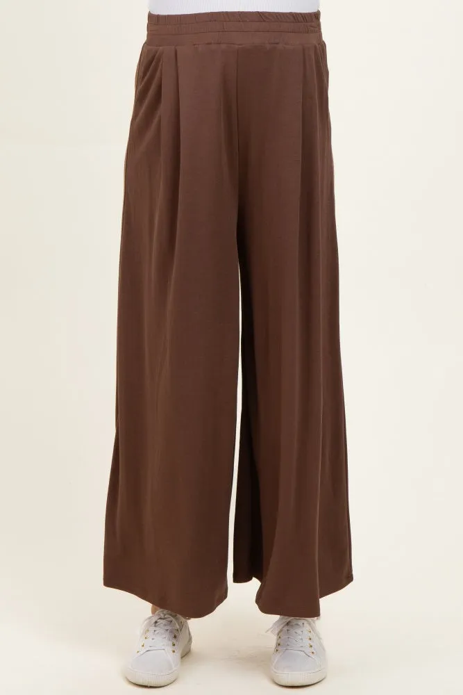 Brown Cropped Wide Leg Maternity Pants sold by Pinkblush product image thumbnail 2