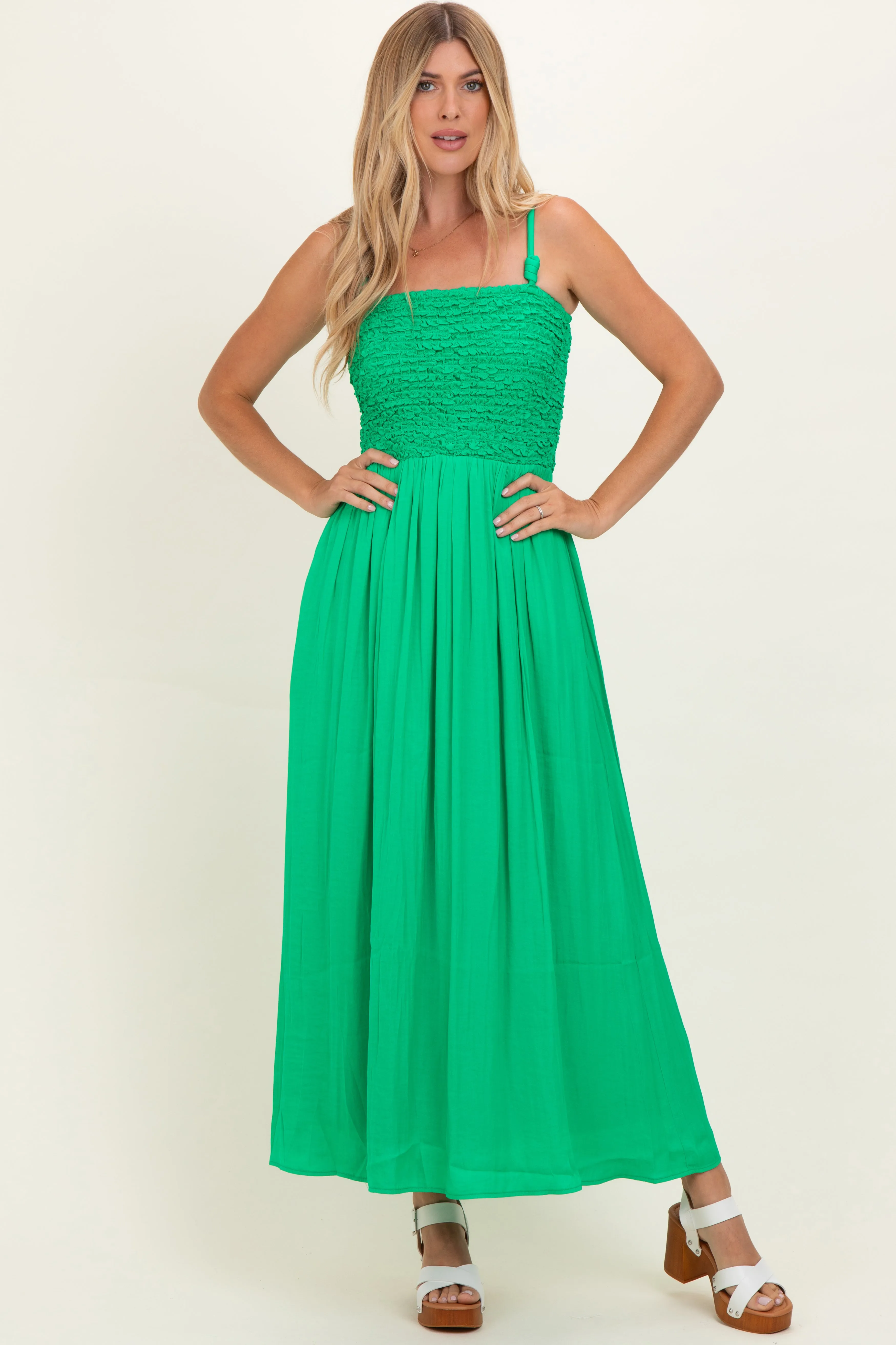 Peridot Textured Smocked Maternity Maxi Dress sold by Pinkblush product image thumbnail 5