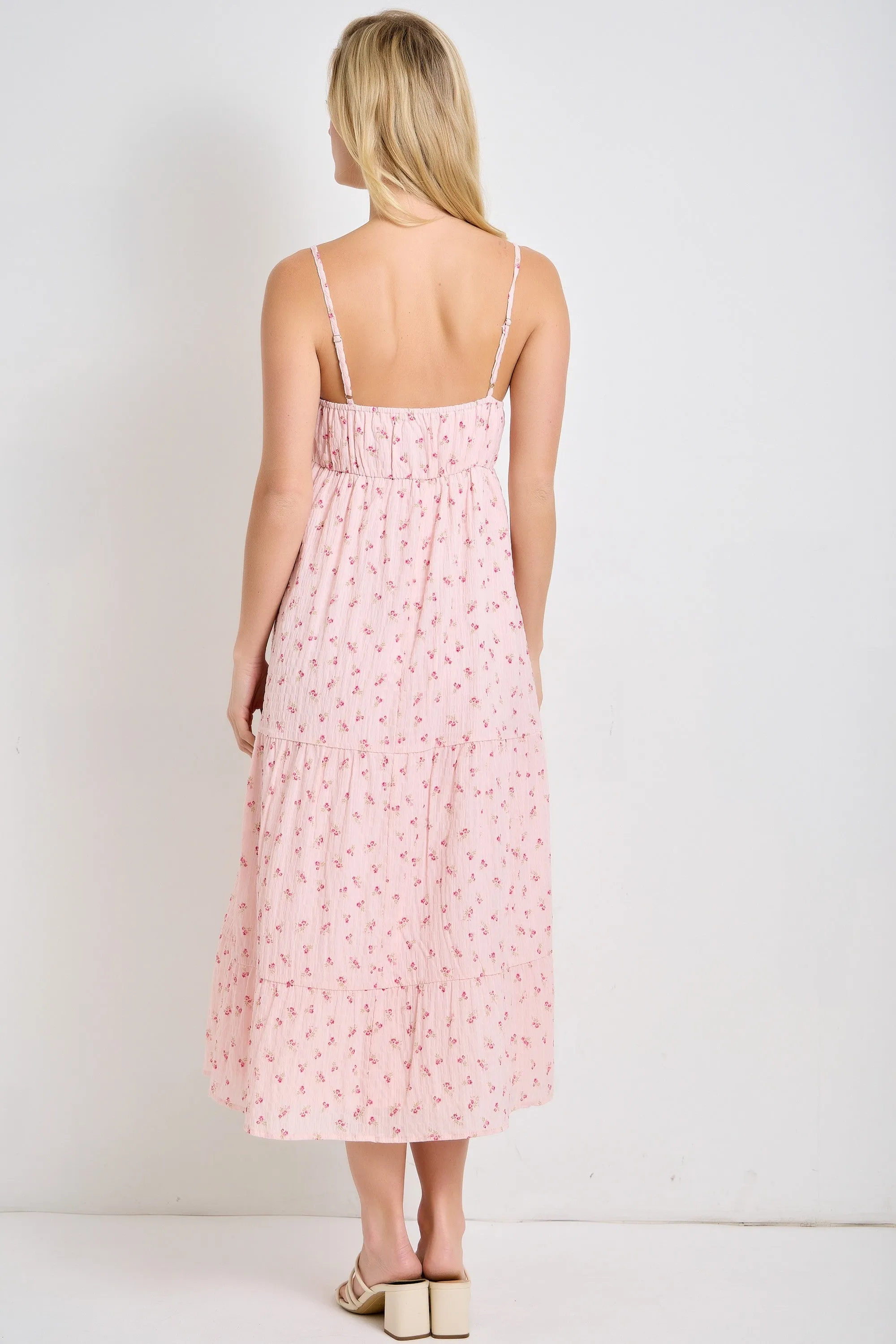 Light Pink Floral Ribbon Detail Midi Dress sold by Pinkblush product image thumbnail 3