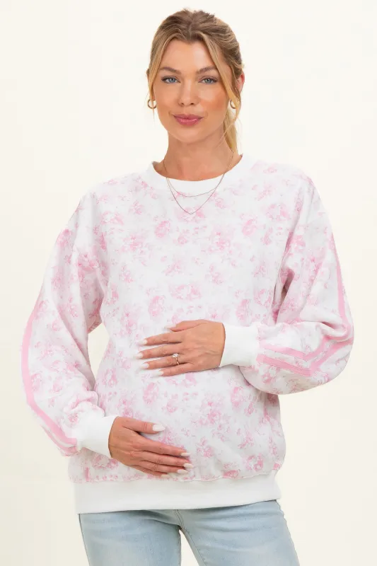 Light Pink Floral French Terry Maternity Sweatshirt made by Pinkblush