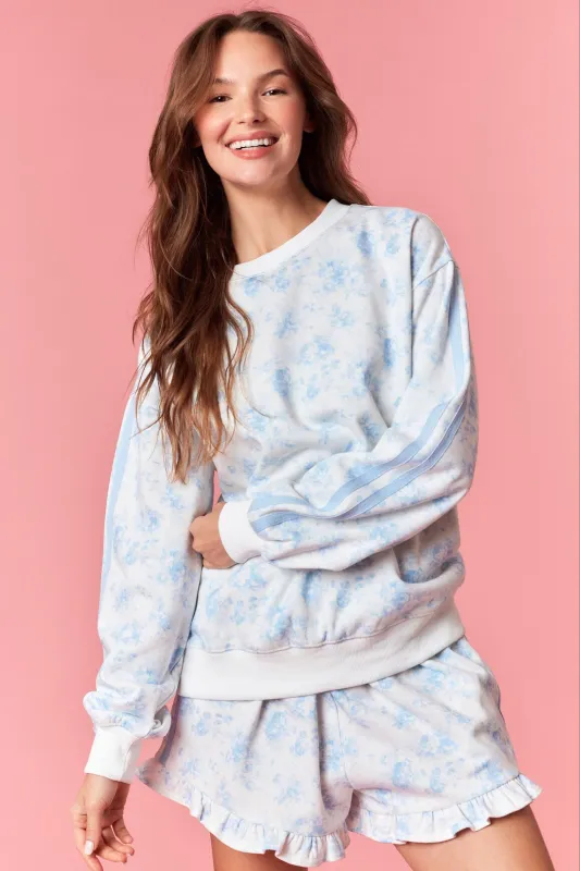 Light Blue Floral French Terry Sweatshirt made by Pinkblush