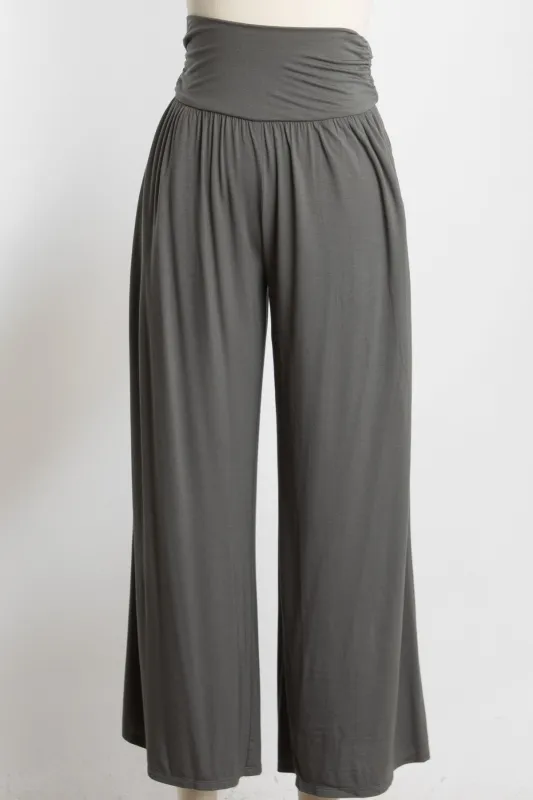 Gunmetal Wide Waist Band Maternity Wide Leg Pants made by Final Touch