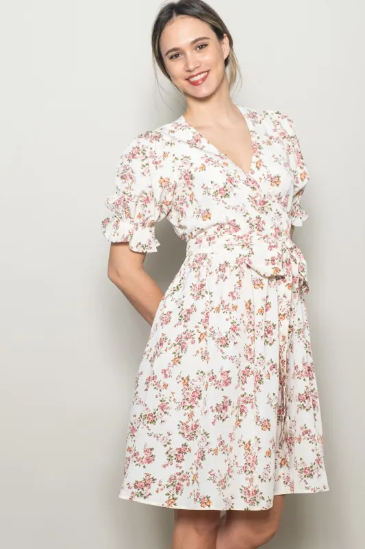 Ivory Rose Floral Wrap Dress made by Pinkblush