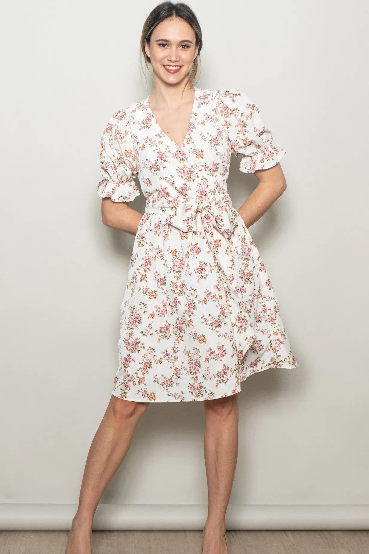 Ivory Rose Floral Wrap Dress sold by Pinkblush product image thumbnail 2