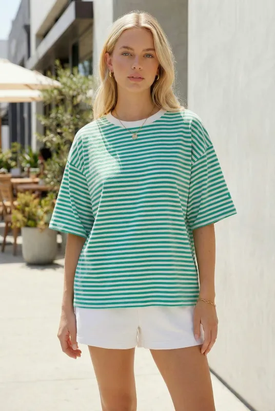 Kelly Green Oversized Striped Tee made by Pinkblush
