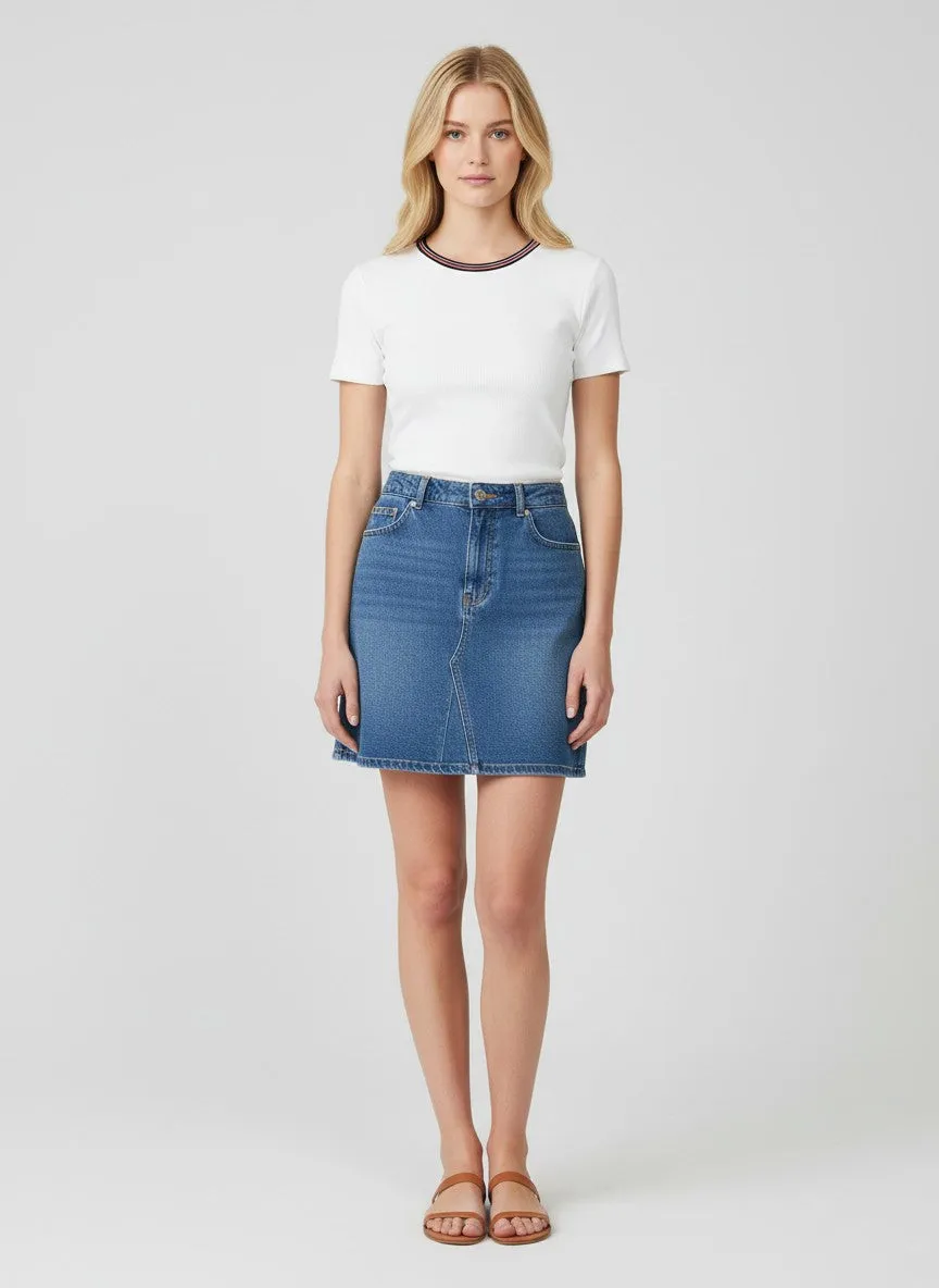 White Ribbed Crewneck Tee With Contrast Trim sold by Pinkblush product image thumbnail 2