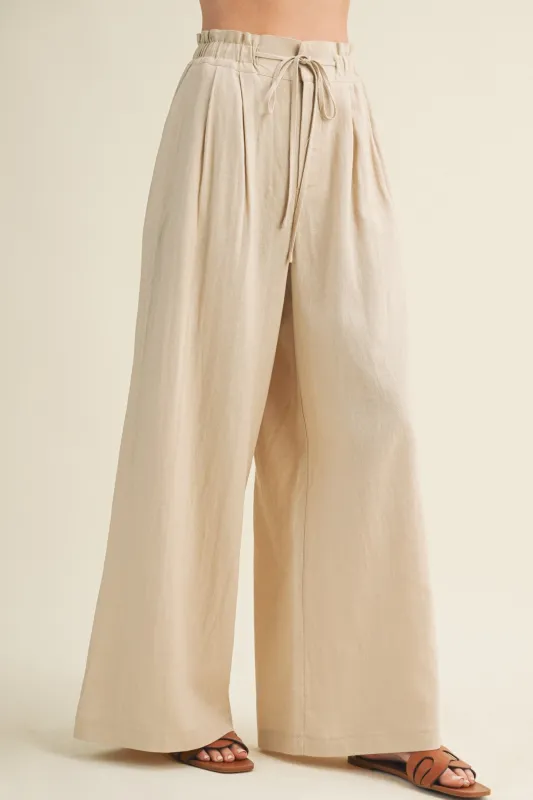 Natural Linen Wide Leg Pants made by Mustard Seed