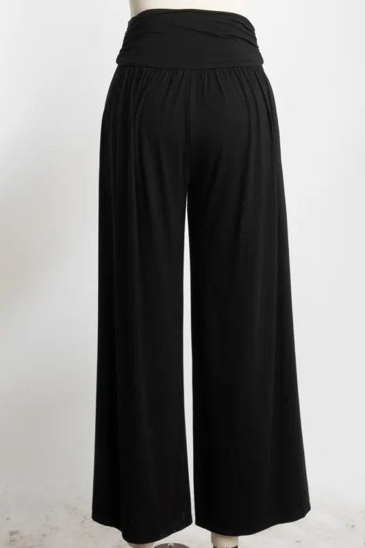 Black Wide Waist Band Maternity Wide Leg Pants made by Final Touch