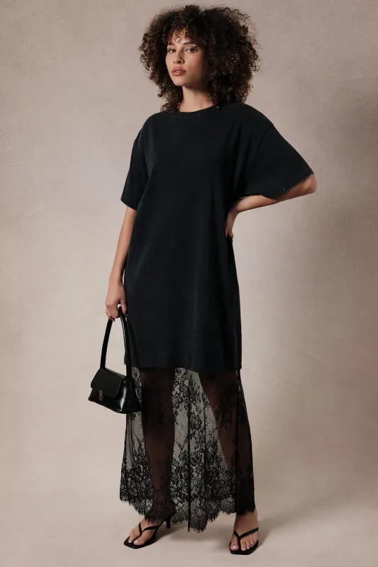 Black Lace Bottom T-Shirt Dress made by Gilli