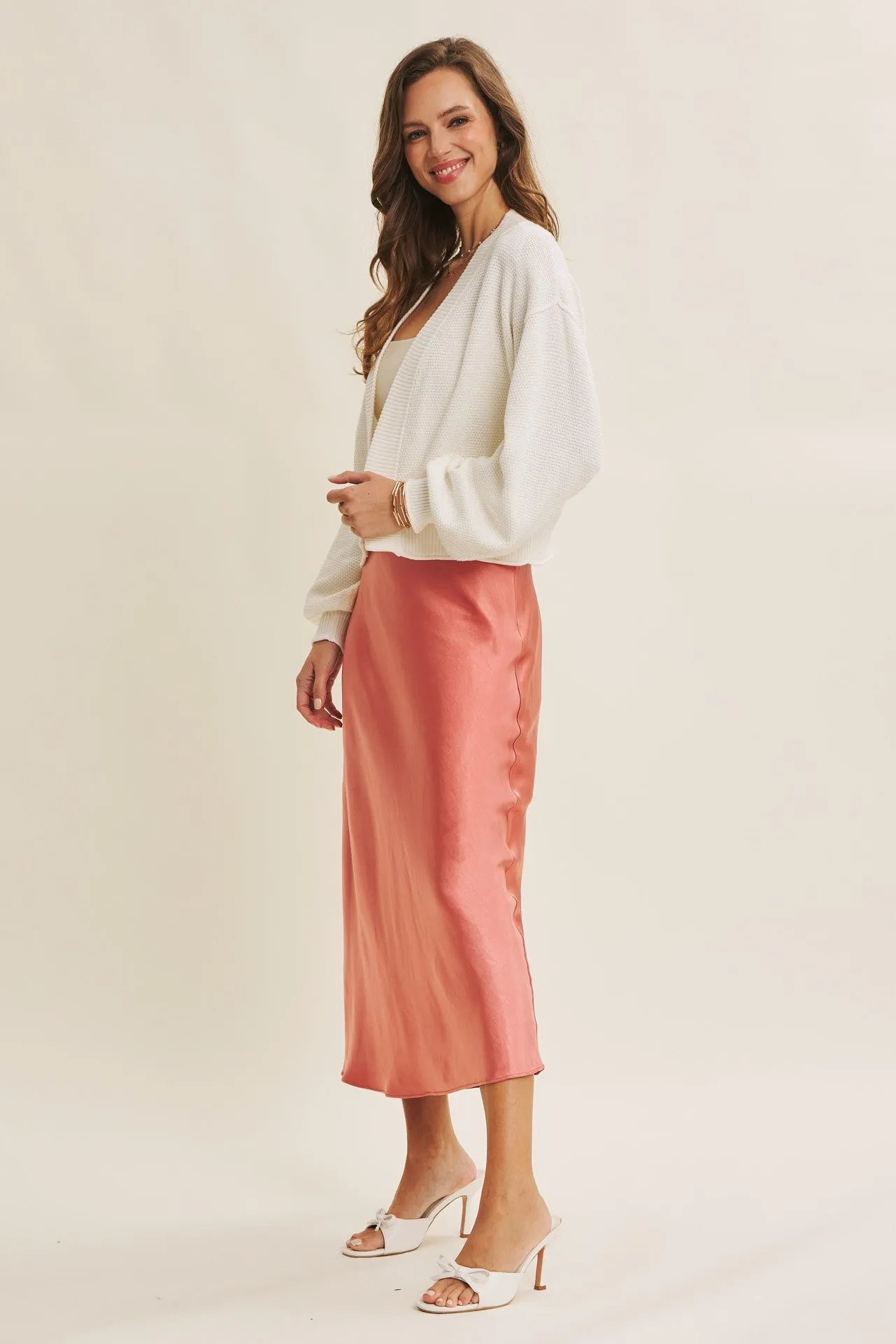 Cream Waffle Knit Balloon Sleeve Cardigan sold by Pinkblush product image thumbnail 3