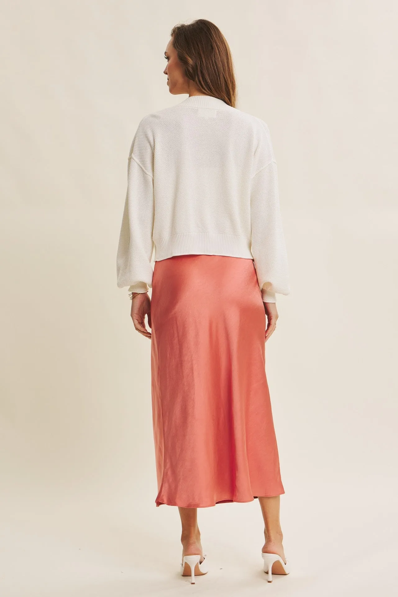 Cream Waffle Knit Balloon Sleeve Cardigan sold by Pinkblush product image thumbnail 4