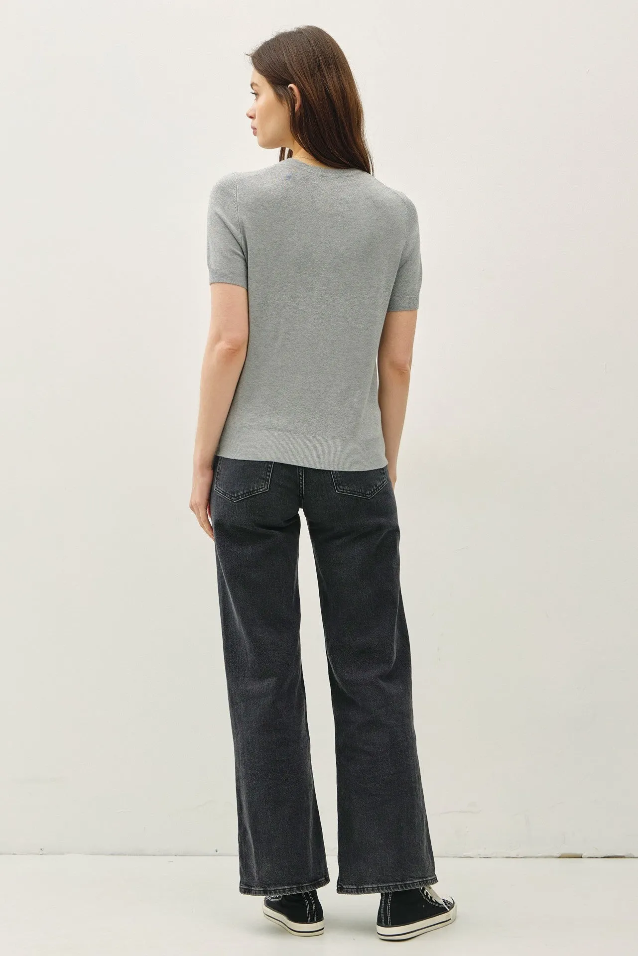 Heather Grey Basic Short Sleeve Sweater Top sold by Pinkblush product image thumbnail 3