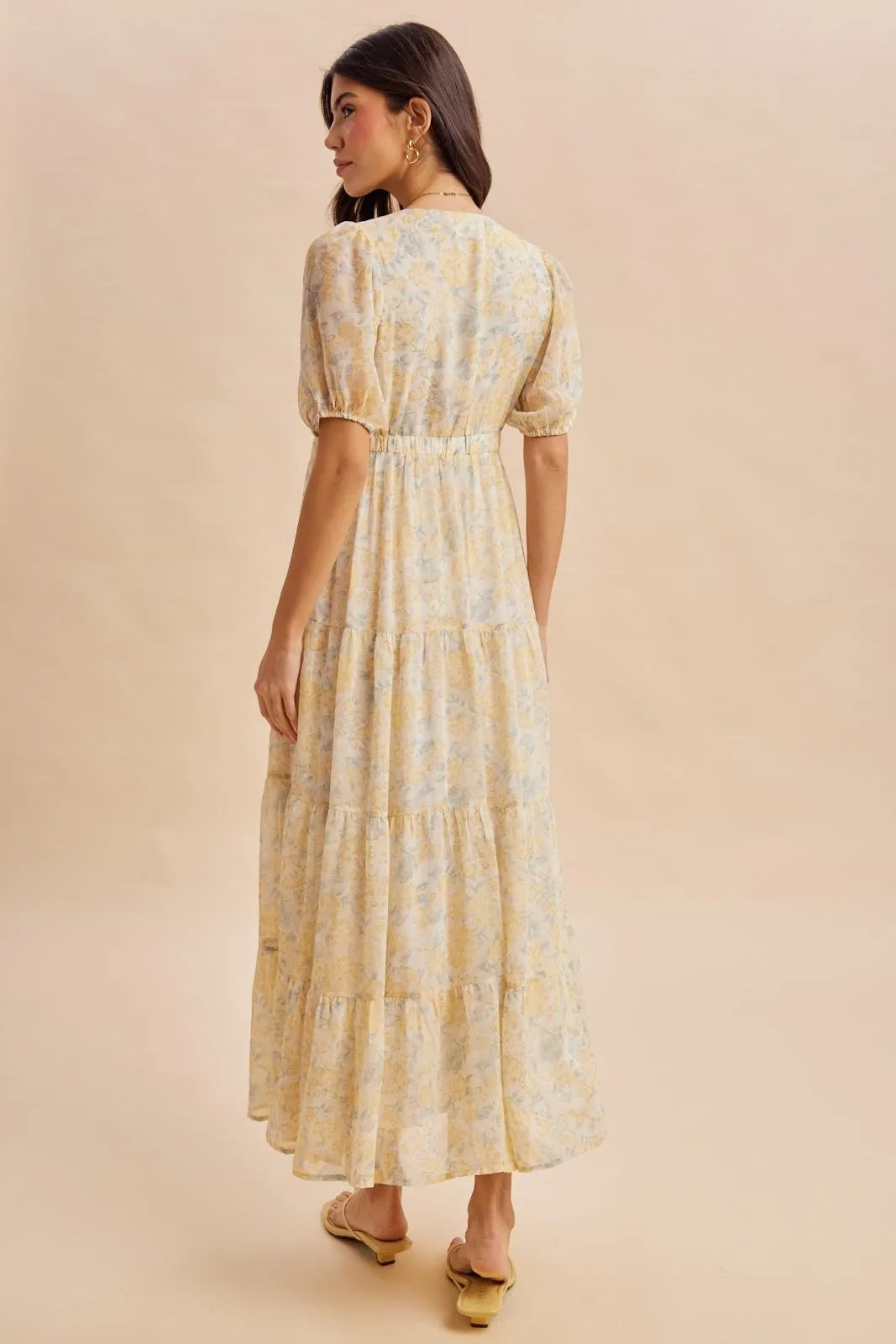 Daffodil Floral Button Down Front TieMaxi Dress sold by Pinkblush product image thumbnail 4