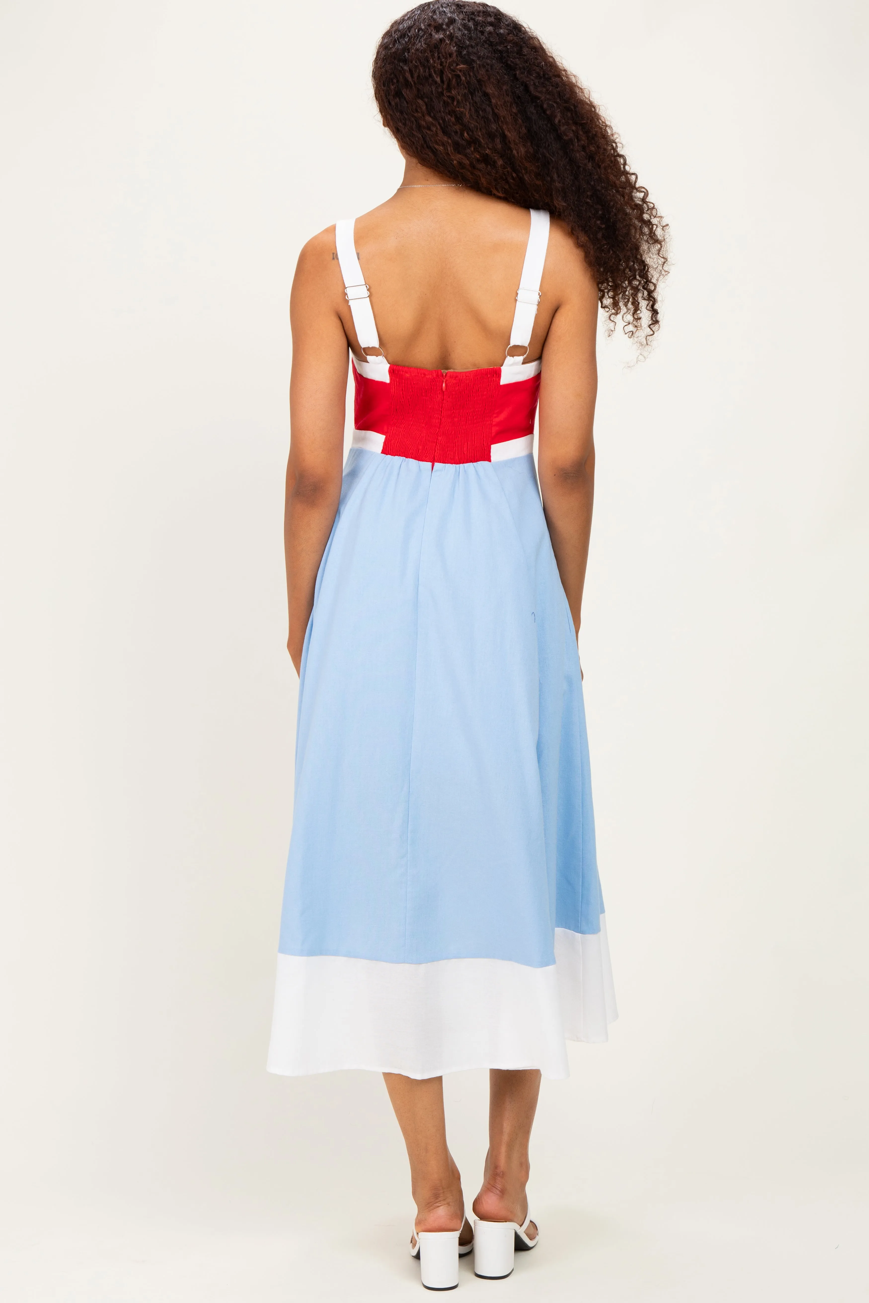 Red Blue Colorblock Sleeveless Midi Dress sold by Pinkblush product image thumbnail 3