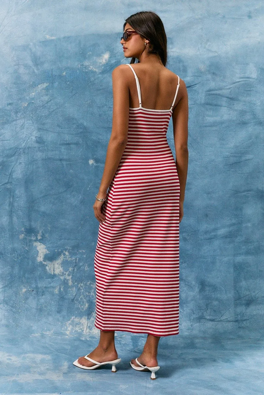 Red Striped Sleeveless Midi Dress sold by Pinkblush product image thumbnail 4