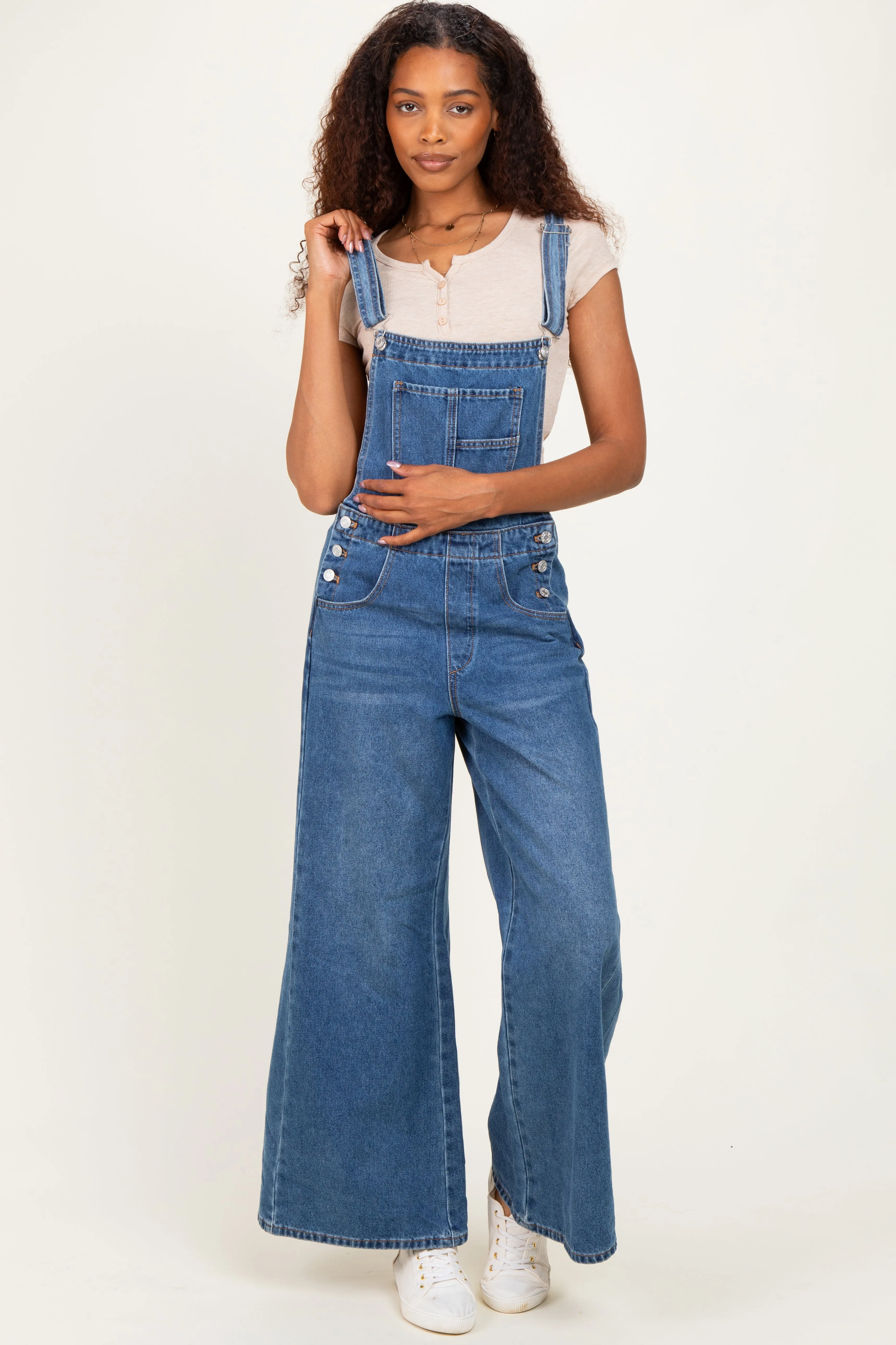 Denim Blue Wide-Leg Overalls sold by Pinkblush product image thumbnail 4