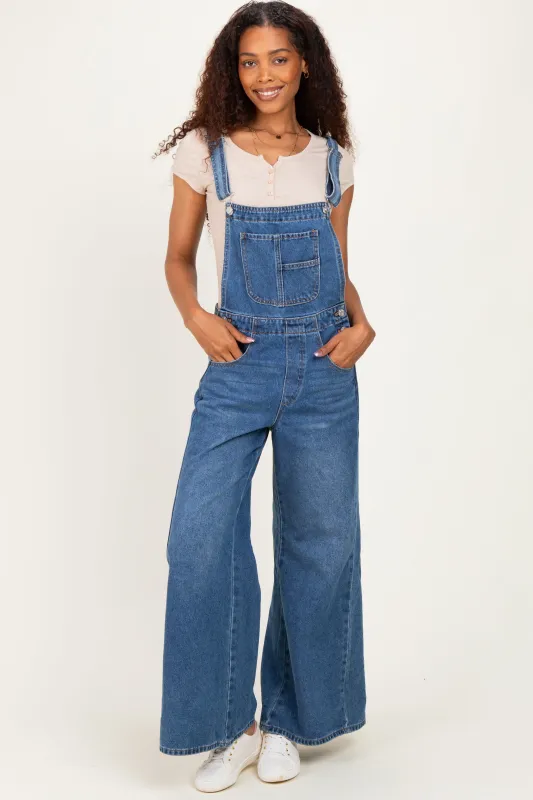 Denim Blue Wide-Leg Overalls made by Pinkblush